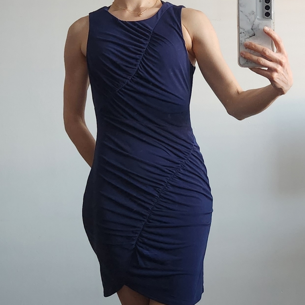 NWOT BCBGeneration BLUE rucked cocktail mini dress girls night out deal - Small